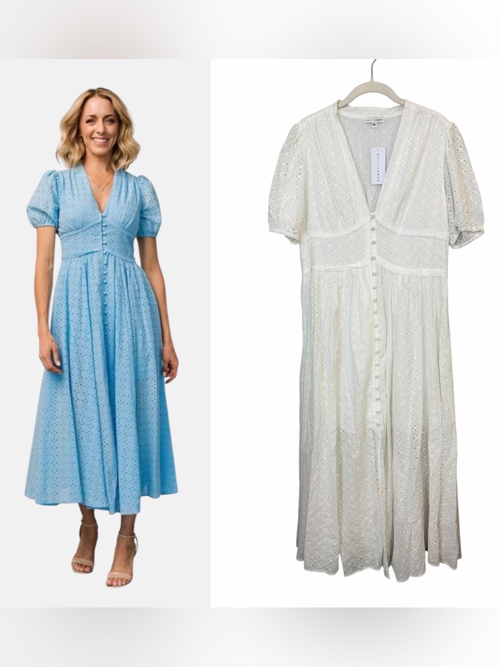 NWT Baltic Born Esther Eyelet Midi Dress in Off White sz XL